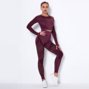 Seamless Knitted Absorbent Yoga Long-Sleeved Suit Yoga Wearsuit - Image 2