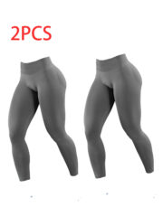 2pack Solid-color Yoga Exercise Leggings - Image 5