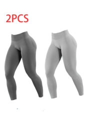 2pack Solid-color Yoga Exercise Leggings - Image 2