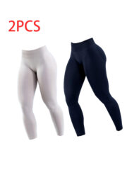 2pack Solid-color Yoga Exercise Leggings - Image 4