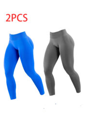 2pack Solid-color Yoga Exercise Leggings - Image 7